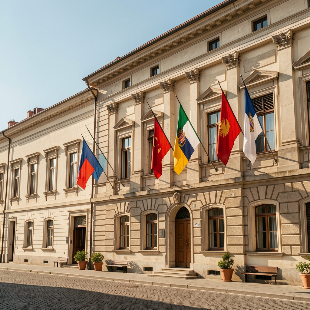 Засједање скупштинске сале Парламента Црне Горе са посланицима у дебати, застава Европске уније у позадини